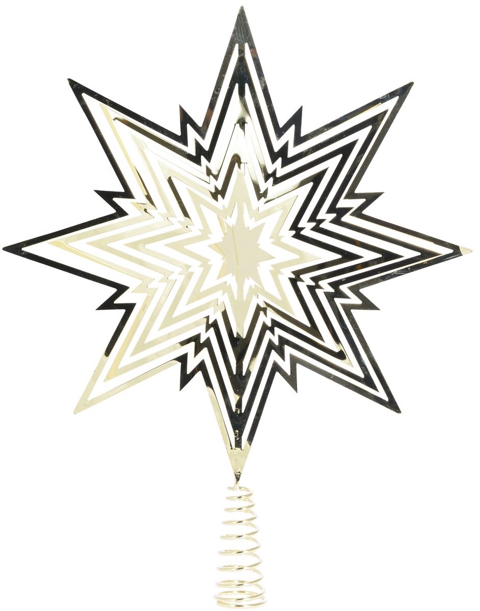 Kerstboomtop stersilhouet goud 33 cm metaal