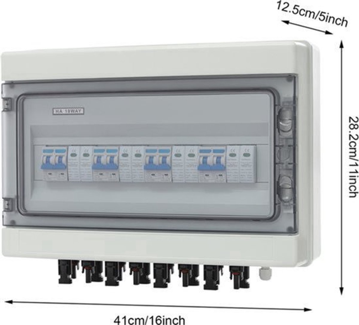 Solar Combiner Box Wit - 1000V DC - 4 Ingangen 4 Uitgangen - ABS+PC Materiaal - Waterdicht IP65 - Overspanningsbeveiliging - Zonnepaneel Aansluiting