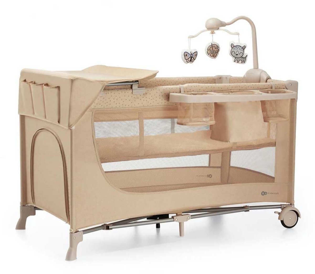 Reisbedje 3-in-1 – Opvouwbaar Babybed met 2 Hoogtes – Inclusief Verschoonmat en Draagtas – Beige