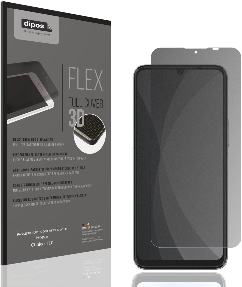dipos FLEX – Matte Privacy Screenprotector geschikt voor Honor Choice T10 | Volledige Schermbescherming | Case-Friendly