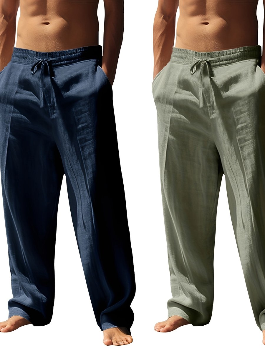 Currero Linnen Broek Heren - Zomerbroek - Volwassenen - Lange Broek - Pantalon - Strandbroek - Zomer - Ibiza Stijl - Zwart + Khaki XL