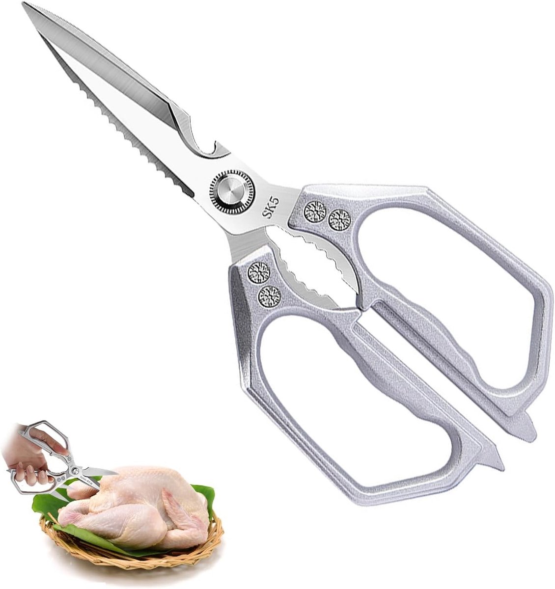 Keukenschaar - Roestvrij Staal - Multifunctioneel - Ergonomisch Ontwerp - Voor Keuken en Koken
