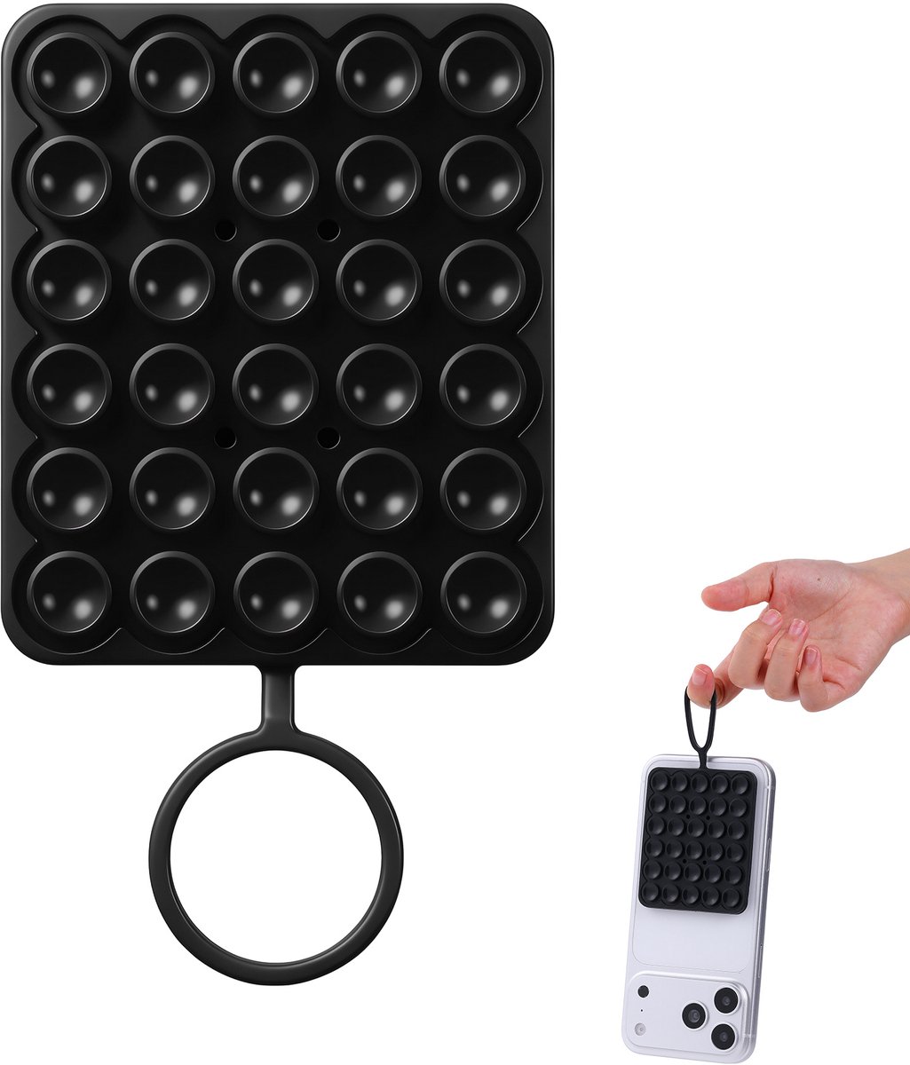 Ntech Siliconen Telefoonhouder met Zuignap – Zwart Handsfree Telefoonhoesje – Geschikt voor iPhone 18Pro / 18 Por Max /17/16/15, Samsung Galaxy S26/S25/S24 & Meer – iPhone & Android