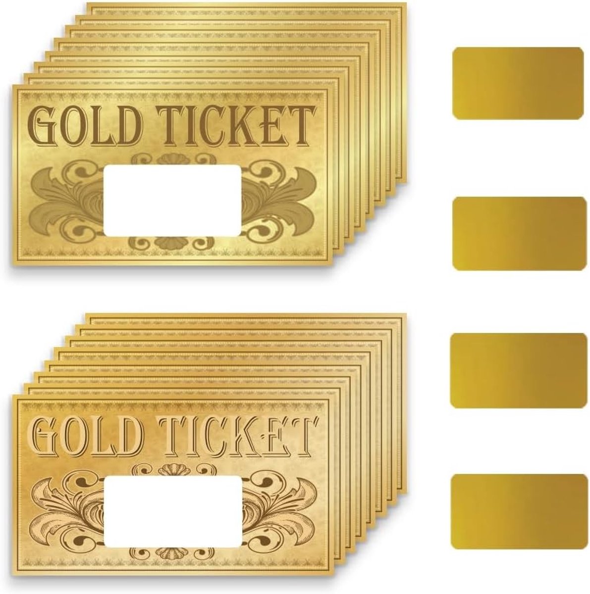 120 Stuks Gouden Print Tickets Scratch Cards, DIY Lege Cadeaukaarten voor Bruiloften, Feesten en Verrassingen