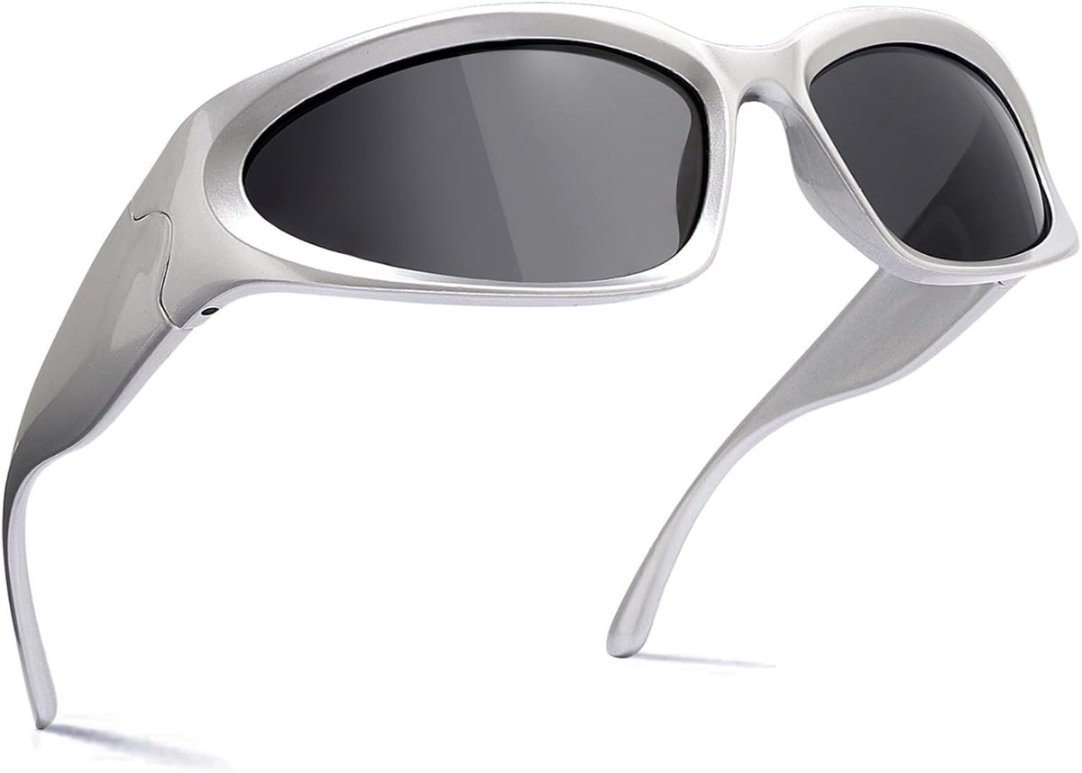 Futuristische Zonnebril met Surround Technologie voor Feestjes, Carnaval en Rollenspellen, UV400 Bescherming, Unisex Ontwerp, Perfect voor Rave en Y2K Stijl