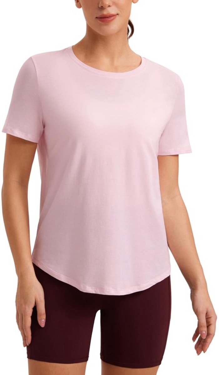 Golden crown Yoga T-shirt Dames Workout Shirt Boterzacht Comfort Korte Zwart