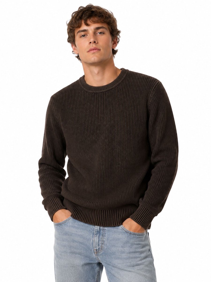 G-Star Washed rib r knit Heren Coltruien Zwart