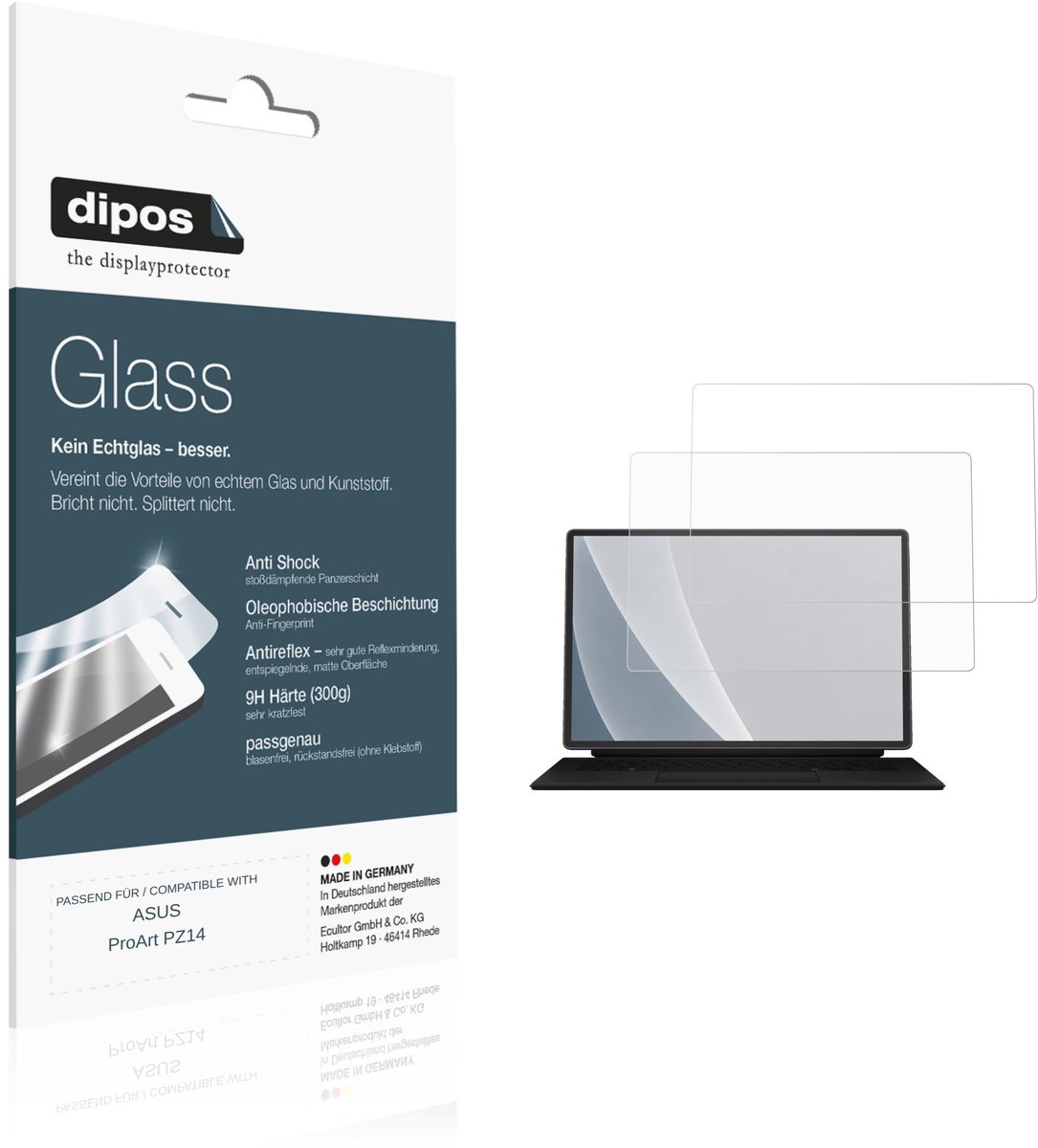 dipos – 2x Matte Pantserfolie geschikt voor ASUS ProArt PZ14 | 9H Screenprotector