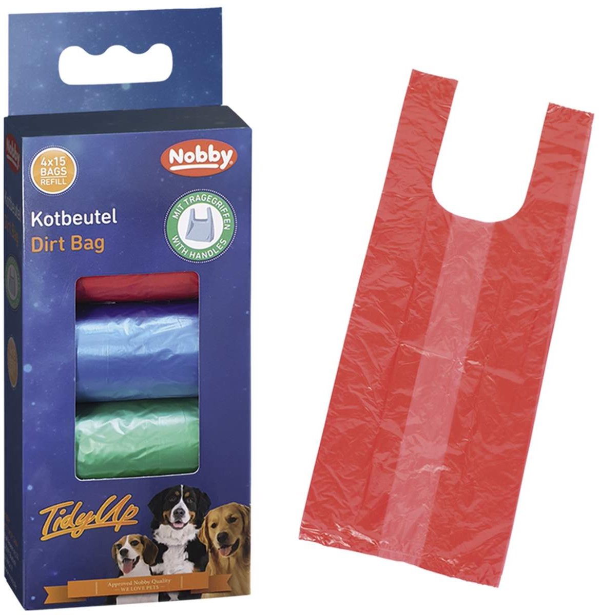 Nobby TidyUp poepzakjes met handvat 4 rollen a 15 stuks