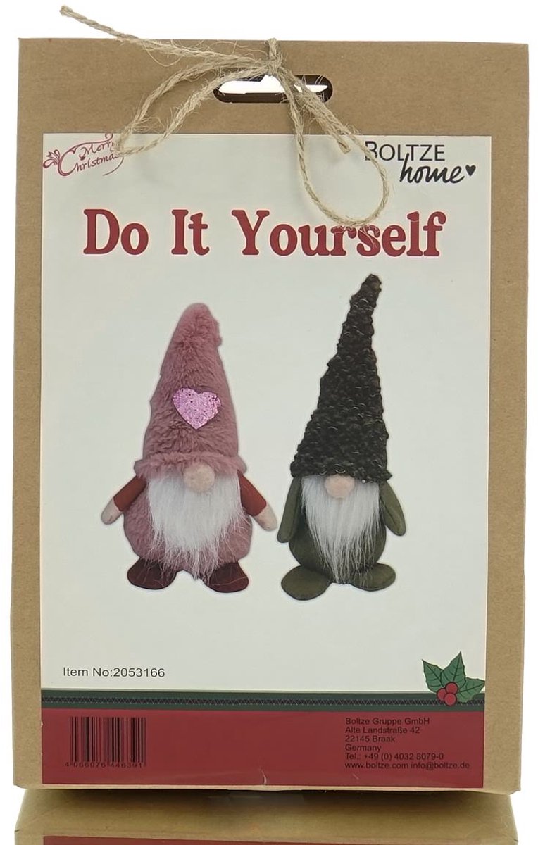 DIY-set om zelf decoraties te maken, 2 gnomes, 22 cm