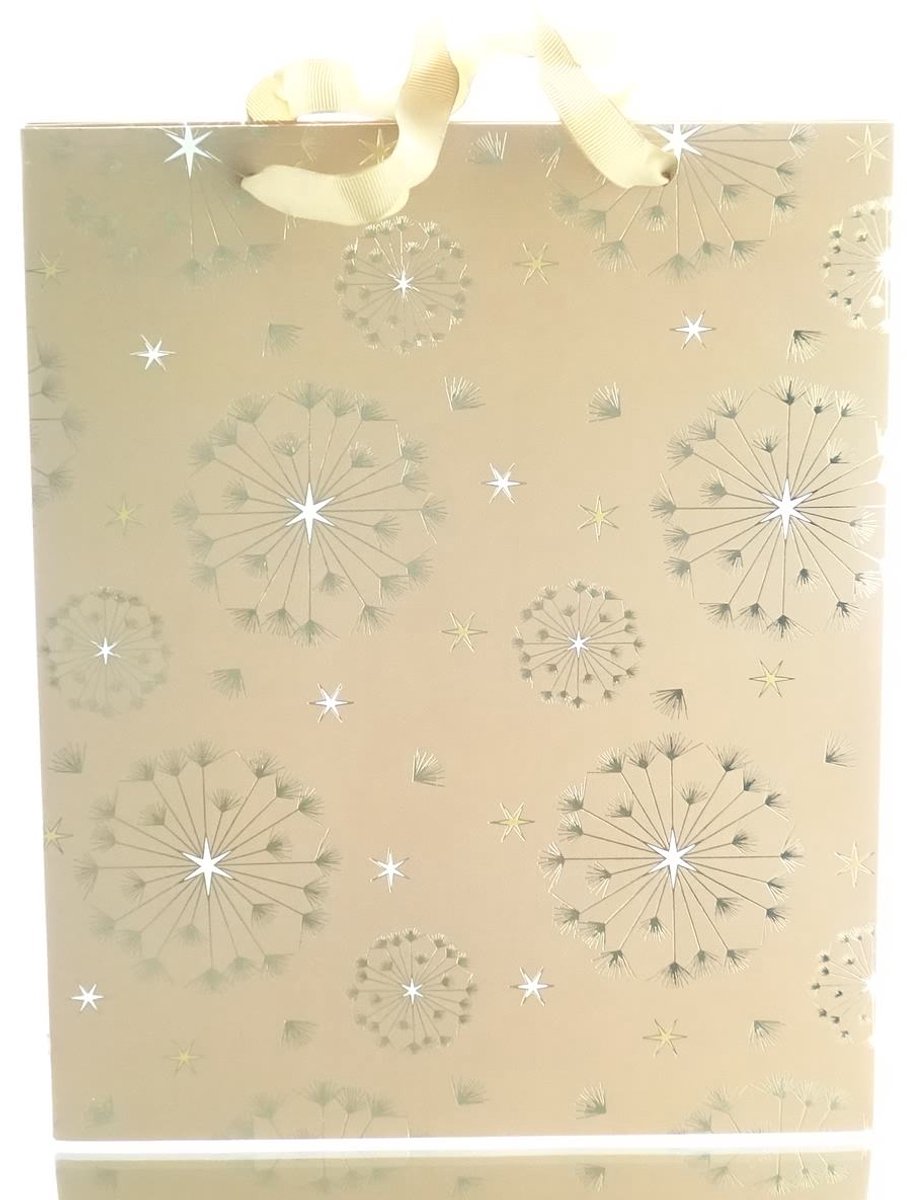 Kaemingk Cadeautas Bruin Kerstprint 26 x 32 cm Papier