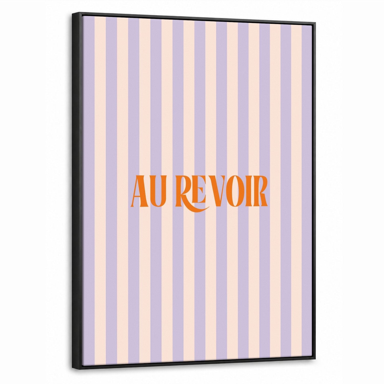 Canvas Schilderij met Baklijst 60x80cm - Lila - Oranje - Strepen - Au Revoir - Muurdecoratie woonkamer - Slaapkamer decoratie - Kamer accessoires - Schilderijen op canvas met lijst
