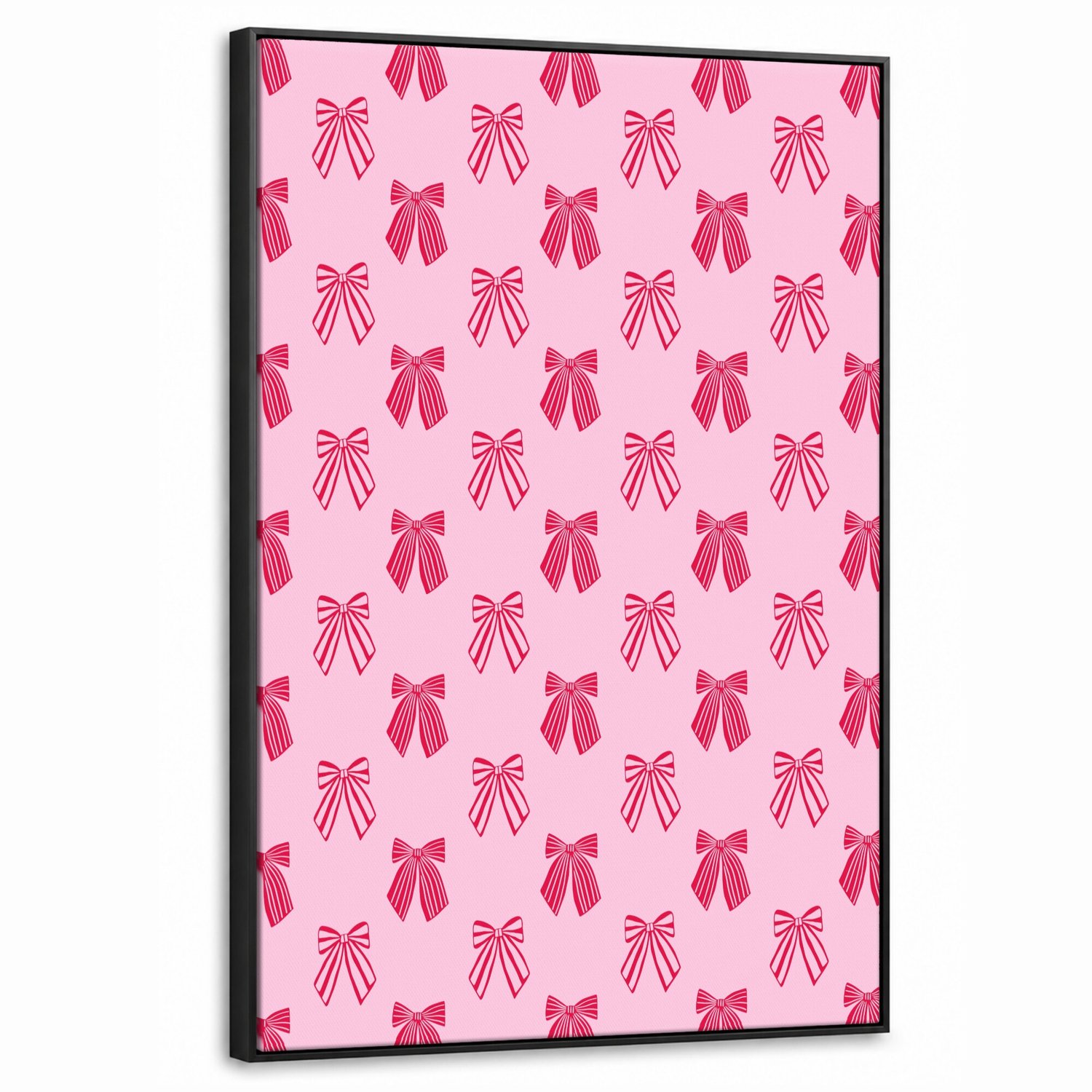 Canvas Schilderij met Baklijst 60x90cm - Strikken - Kerstmis - Roze - Rood - Muurdecoratie woonkamer - Slaapkamer decoratie - Kamer accessoires - Schilderijen op canvas met lijst