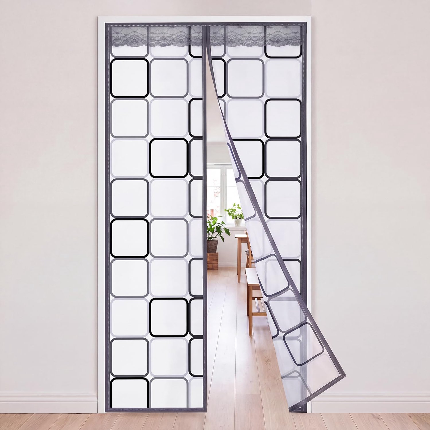 Famanu Warmtewerend gordijn van 100 x 200 cm, magnetisch thermogordijn voor deuren, ideaal voor het tegenhouden van kou en tocht in verschillende ruimtes wit
