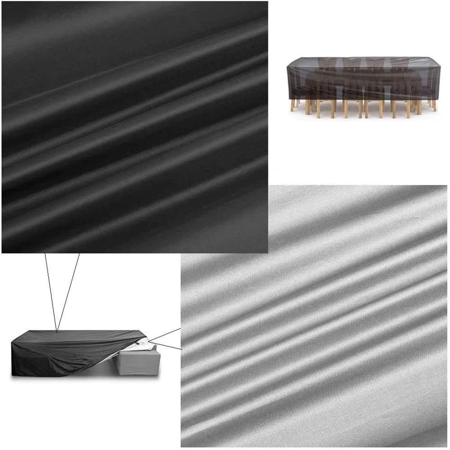 Famanu Waterdichte tuinmeubelhoes, zwaar belastbaar, rechthoekige tuintafelhoes, 240 x 90 x 75 cm, met PU-coating en anti-UV bescherming voor buitenstoelen wit