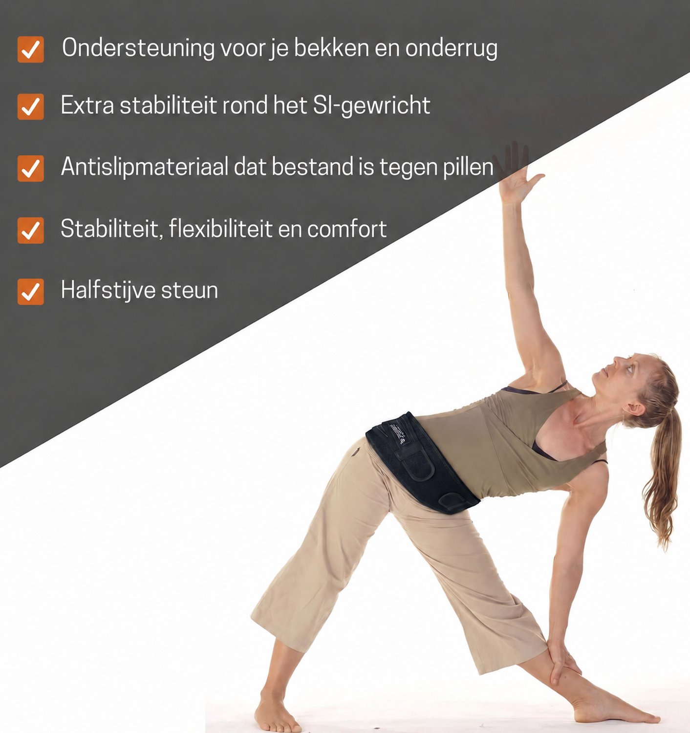 DOWO® - Bekkenbrace - Bekkenband - Lendensteun voor mannen en vrouwen - Buikband voor zwangere vrouwen - Zwangerschapsgordel - 76 CM tot 102 CM – foto 2