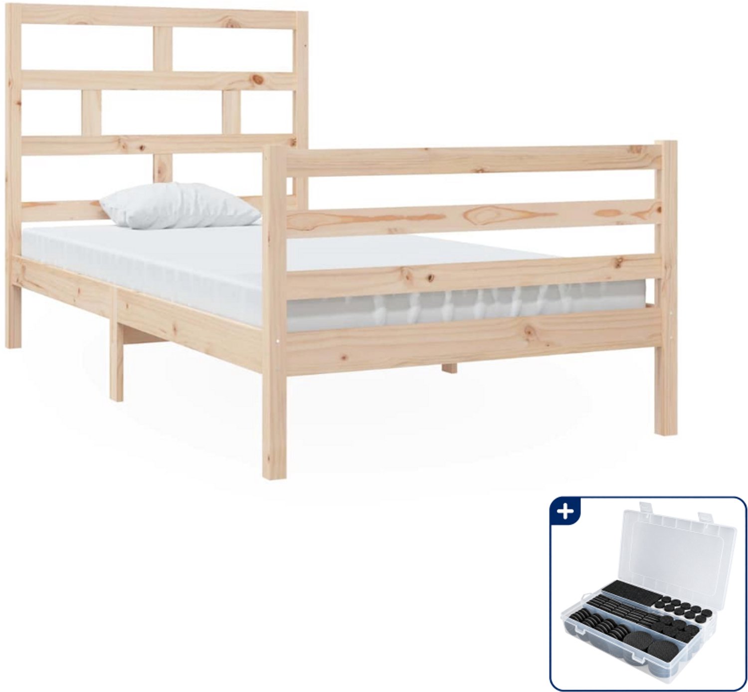 vidaXL bedframe - 100 x 200 cm - massief grenenhout - Inclusief antikrasvilt 177-delig Bruin