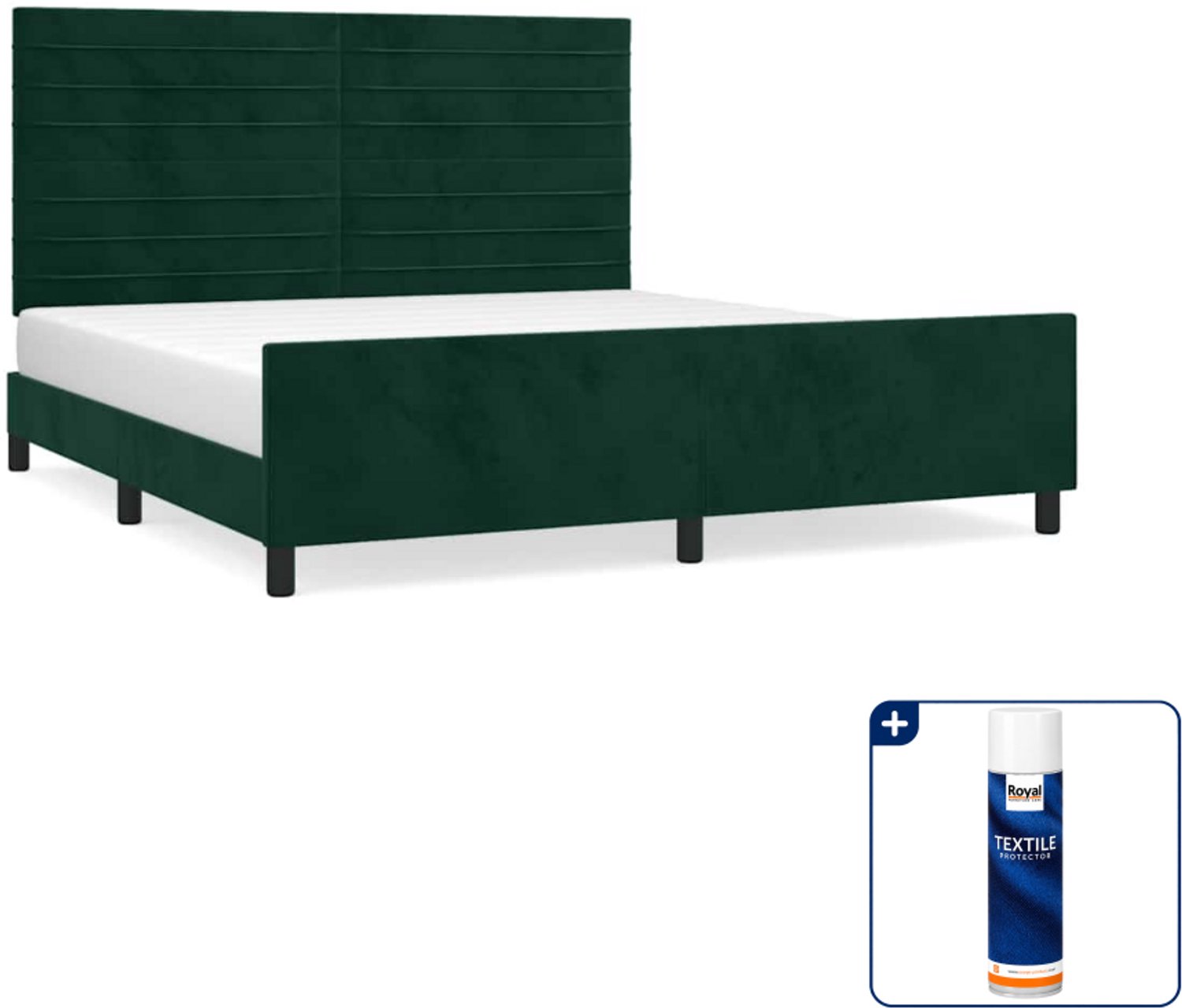 vidaXL bedframe - Kingsize - 180 x 200 cm - fluweel - donkergroen - Inclusief textielbeschermer 500 ml