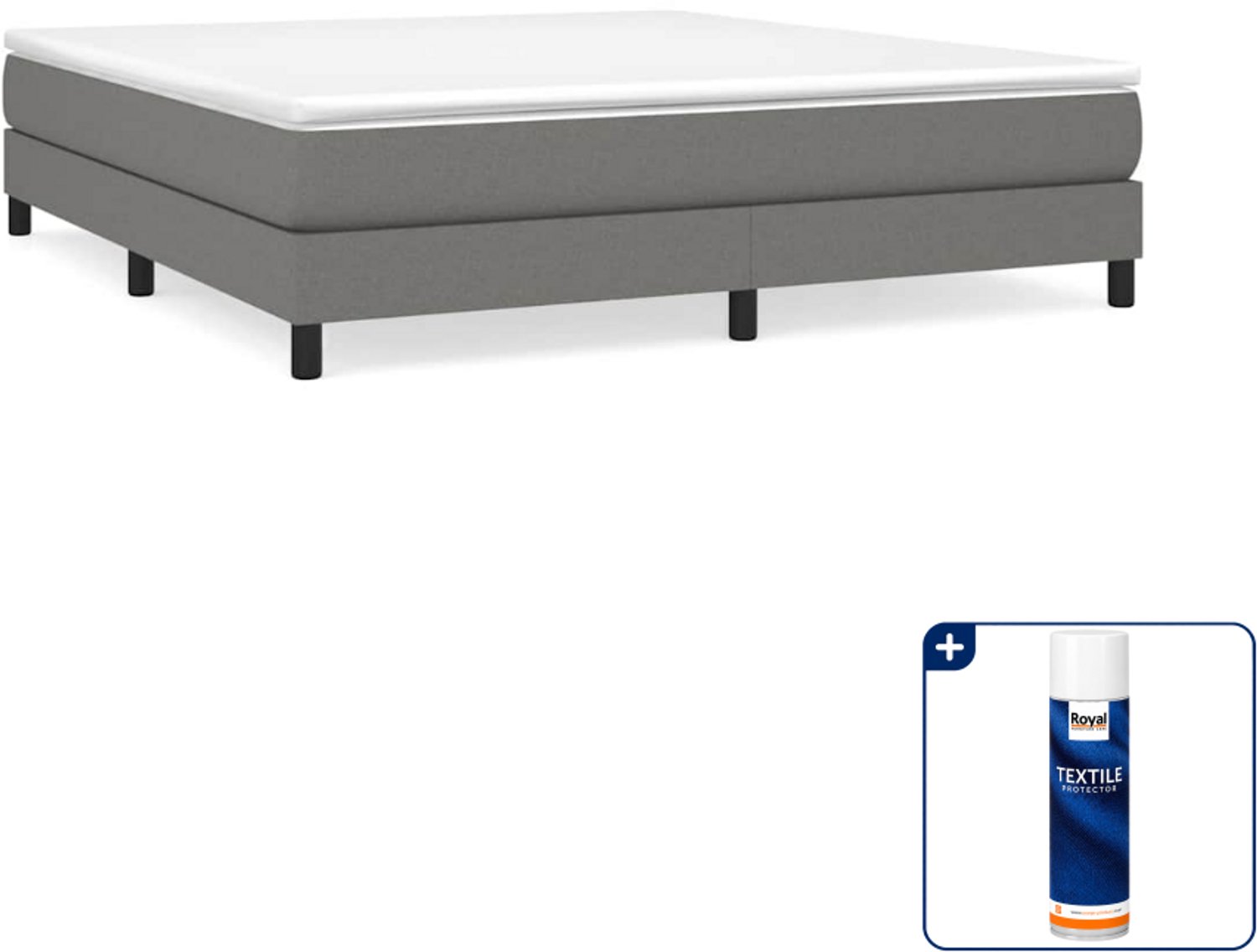 vidaXL boxspring bed - Kingsize - 180 x 200 cm - donkergrijs - Inclusief textielbeschermer 500 ml