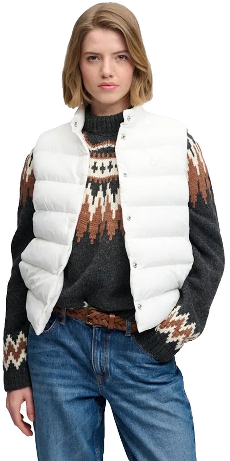Superdry Gewatteerd Gilet met Drukknopen Slanke Pasvorm Dames Gilets Wit