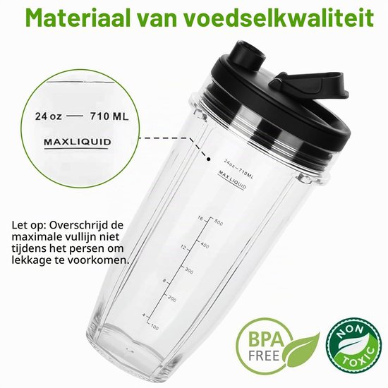 Blenderbekers met deksels - 2 stuks - BPA-vrij - Vaatwasserbestendig — afbeelding 2