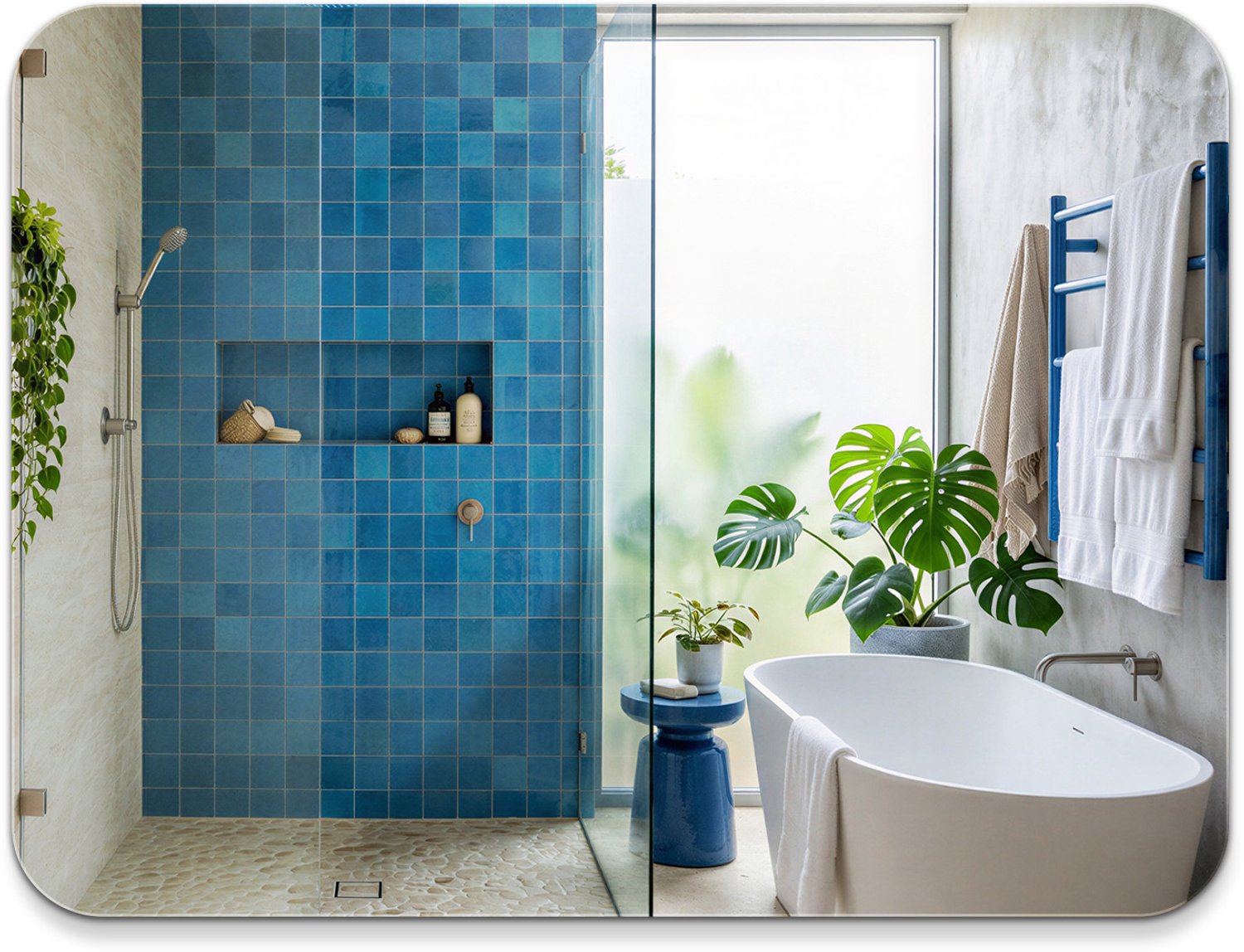 WallMuralia Rechthoekige wandspiegel met afgeronde hoeken - Scandinavisch Badkamerspiegel - 60x80 cm - Decoratieve Toiletspiegel - Moderne Badkamerspiegel Geen verlichting