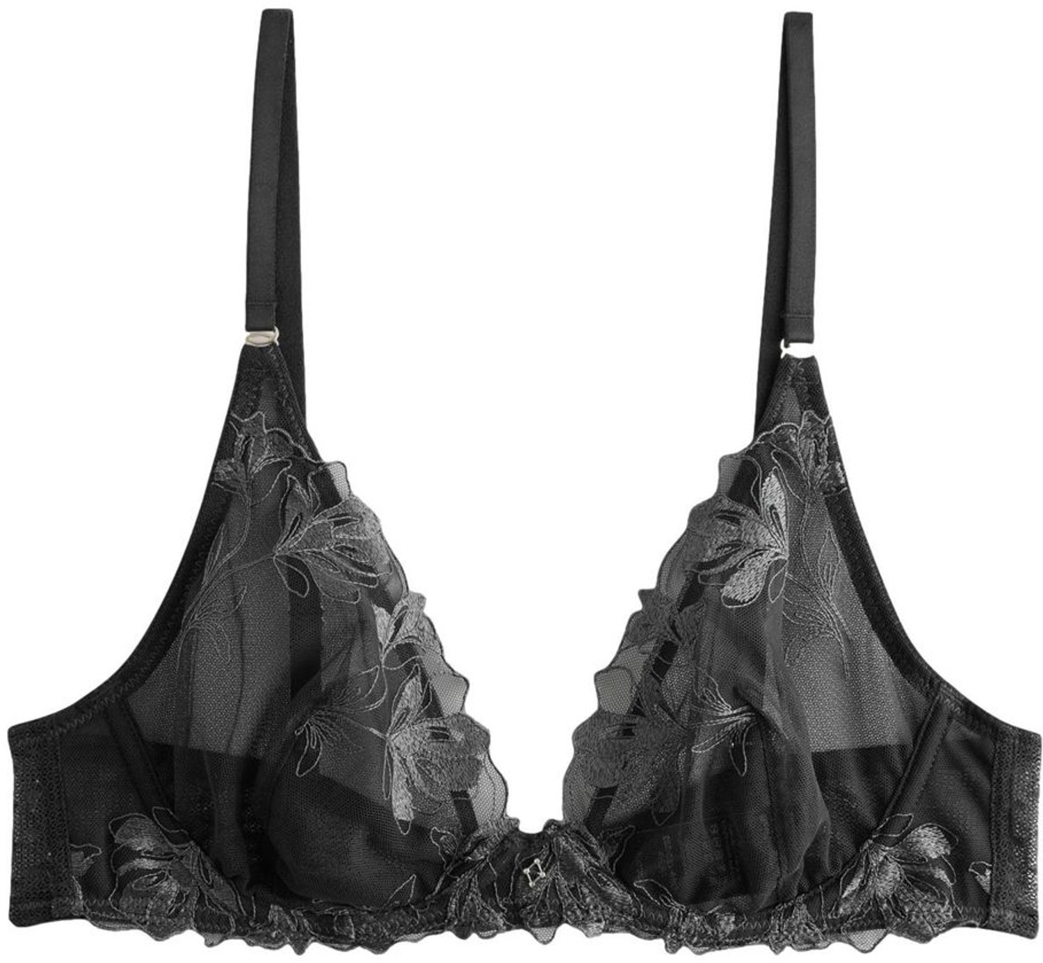 Next Dames - N. Premium Zwitsers ontworpen geborduurde beha zonder vulling met diepe decolleté - Groen Charcoal Grey