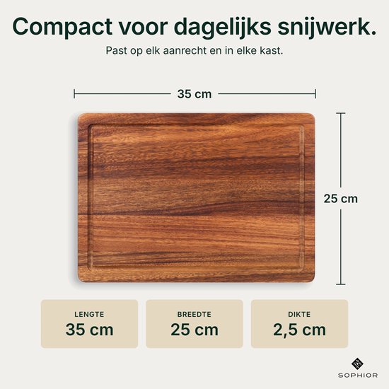 SOPHIOR Houten Snijplankenset Walnoot - 35x25 en 42x30 cm - Met Sapgeul en Handvaten — cadeau in Kookcadeaus - foto 3