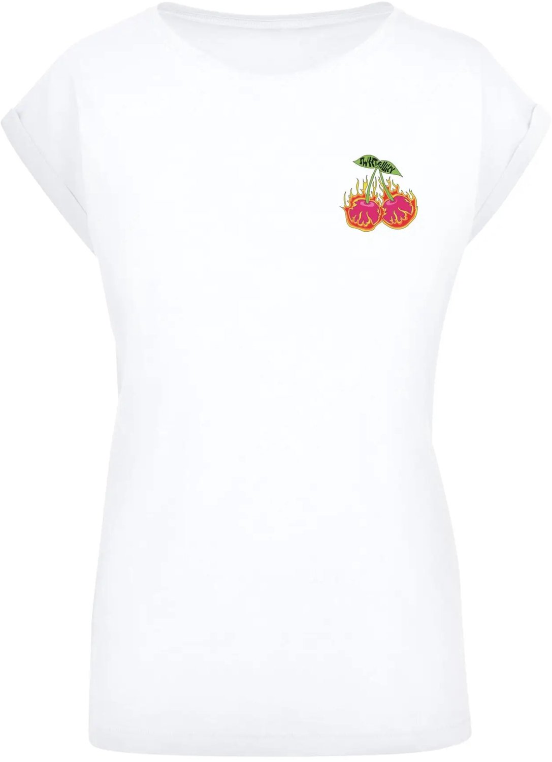 T-shirt dames Mister Tee Burning Cherries Wit