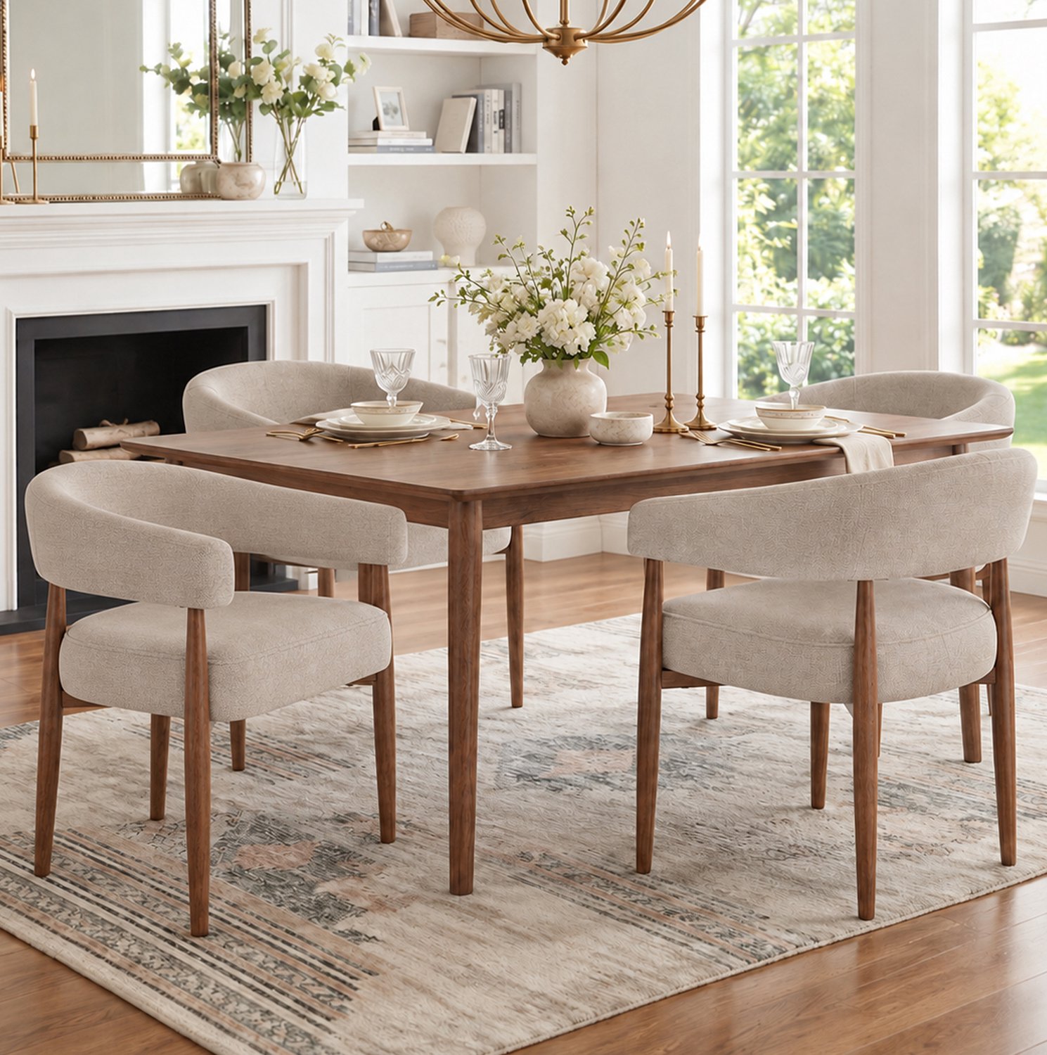 STILVORA Eetkamerstoelen Set van 2 - Met Armleuningen en Zachte Zitting - Voor Eetkamer en Woonkamer - Metaal en Chenille - Taupe