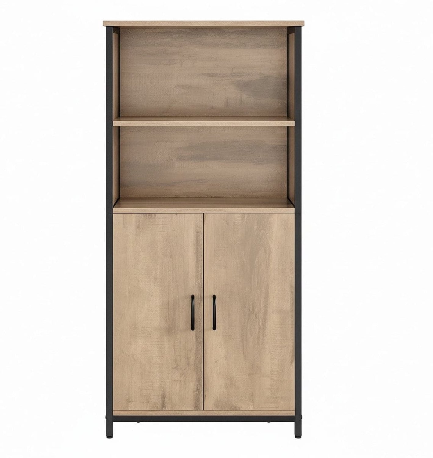 Klarven Boekenkast Bruin - Boekenkast met Deuren - Boekenkastje - Bookcase - Verstelbare Planken, Max 20kg per Plank - 60x35x124,5 cm