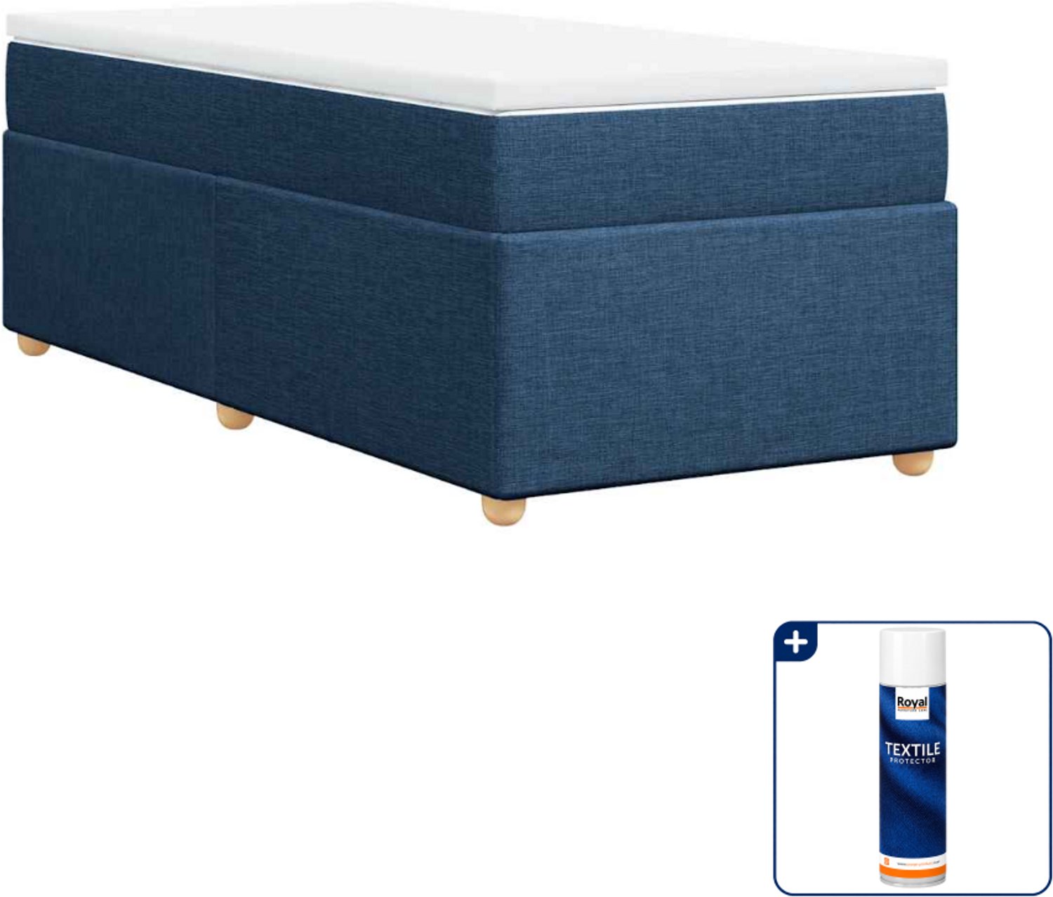 vidaXL boxspring met matras 100 x 200 cm - stof - blauw - Inclusief textielbeschermer 500 ml