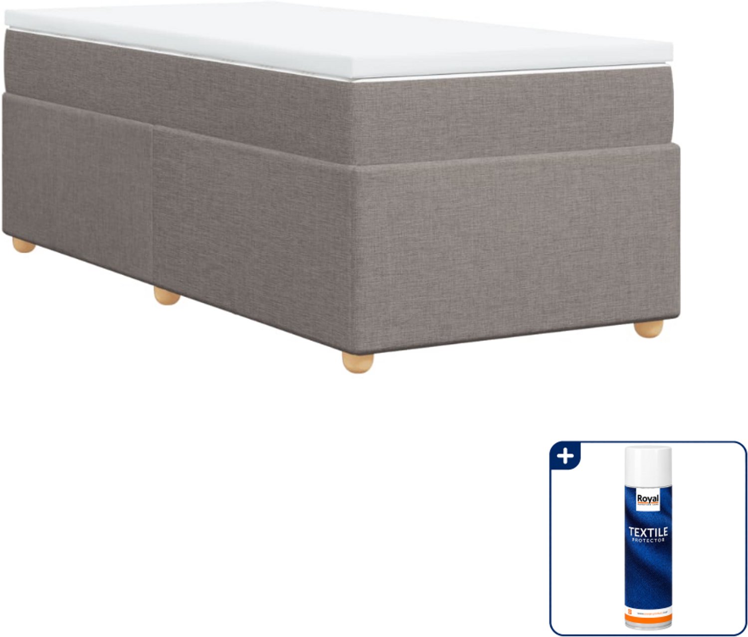 vidaXL boxspring met matras 100 x 200 cm - taupe - Inclusief textielbeschermer 500 ml