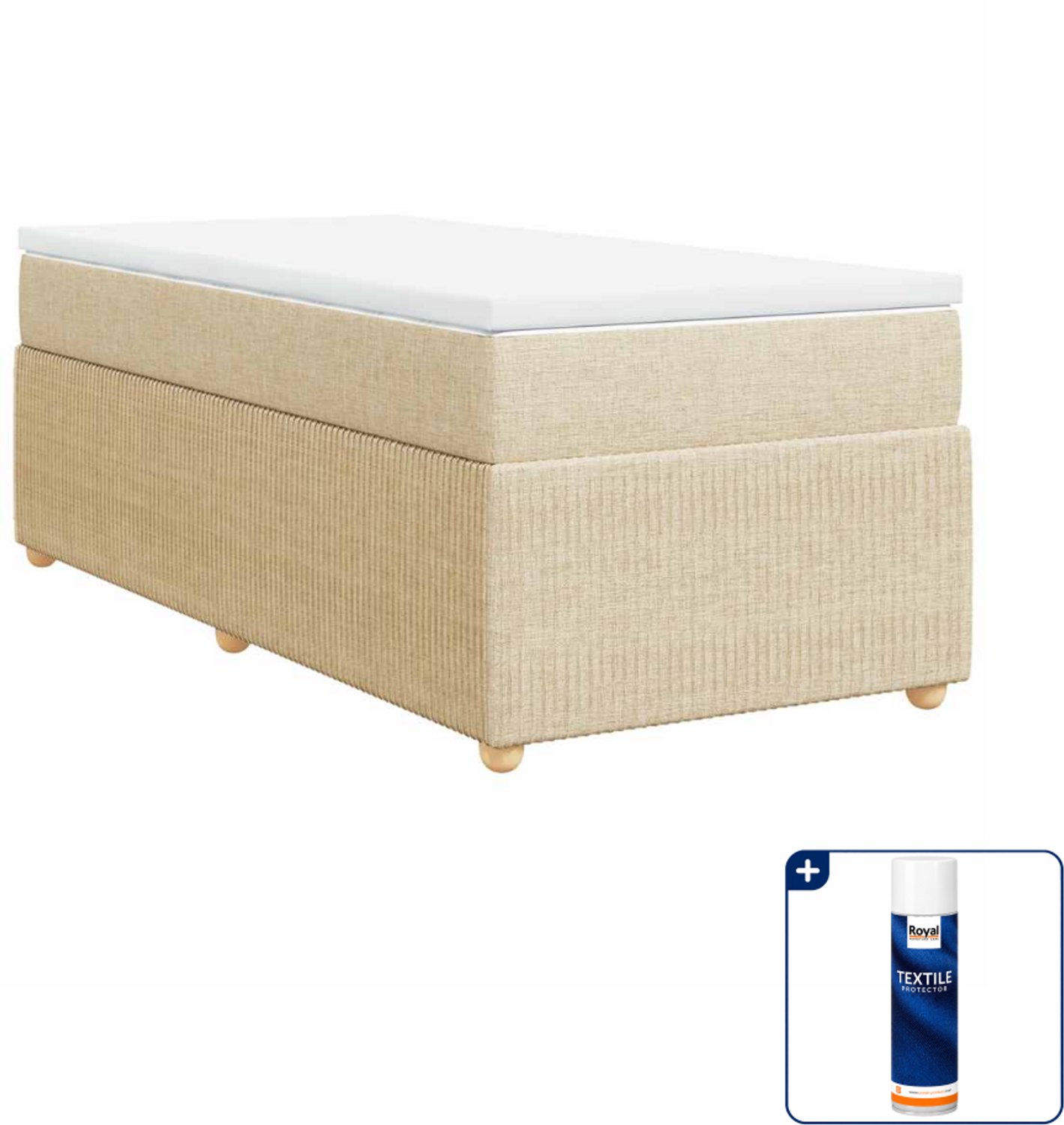 vidaXL boxspring met matras 90 x 190 cm - crèmekleurig - Inclusief textielbeschermer 500 ml