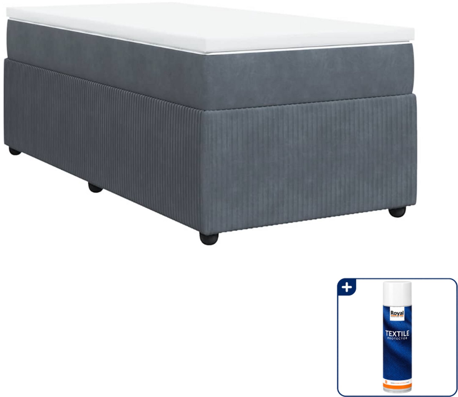 vidaXL boxspring met matras - 80 x 200 cm - fluweel - donkergrijs - Inclusief textielbeschermer 500 ml