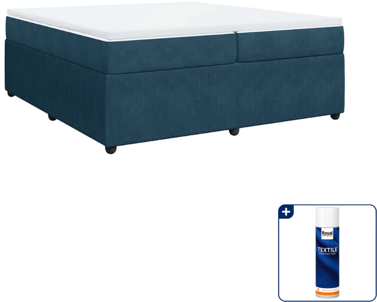 vidaXL Boxspring Super kingsize - 200 x 200 cm - fluweel - donkerblauw - Inclusief textielbeschermer 500 ml