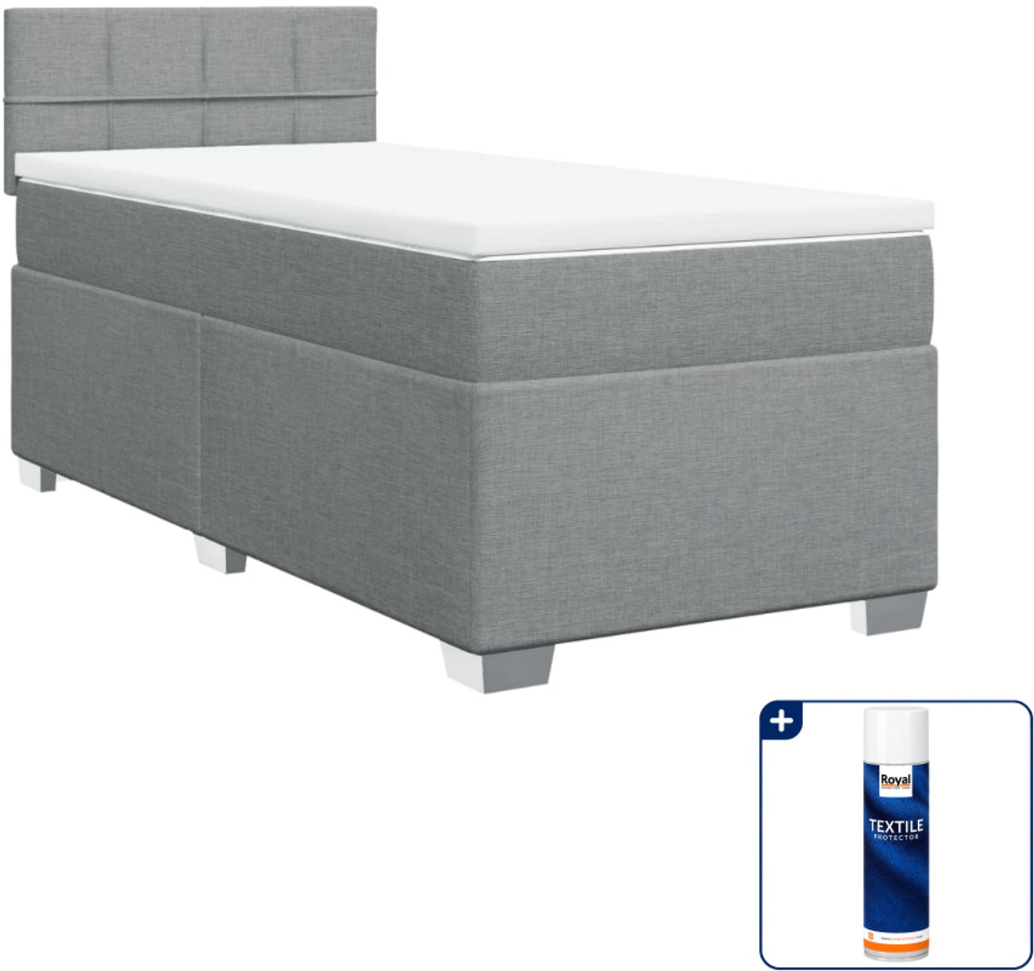 vidaXL boxspring met matras 100 x 200 cm - lichtgrijs - Inclusief textielbeschermer 500 ml