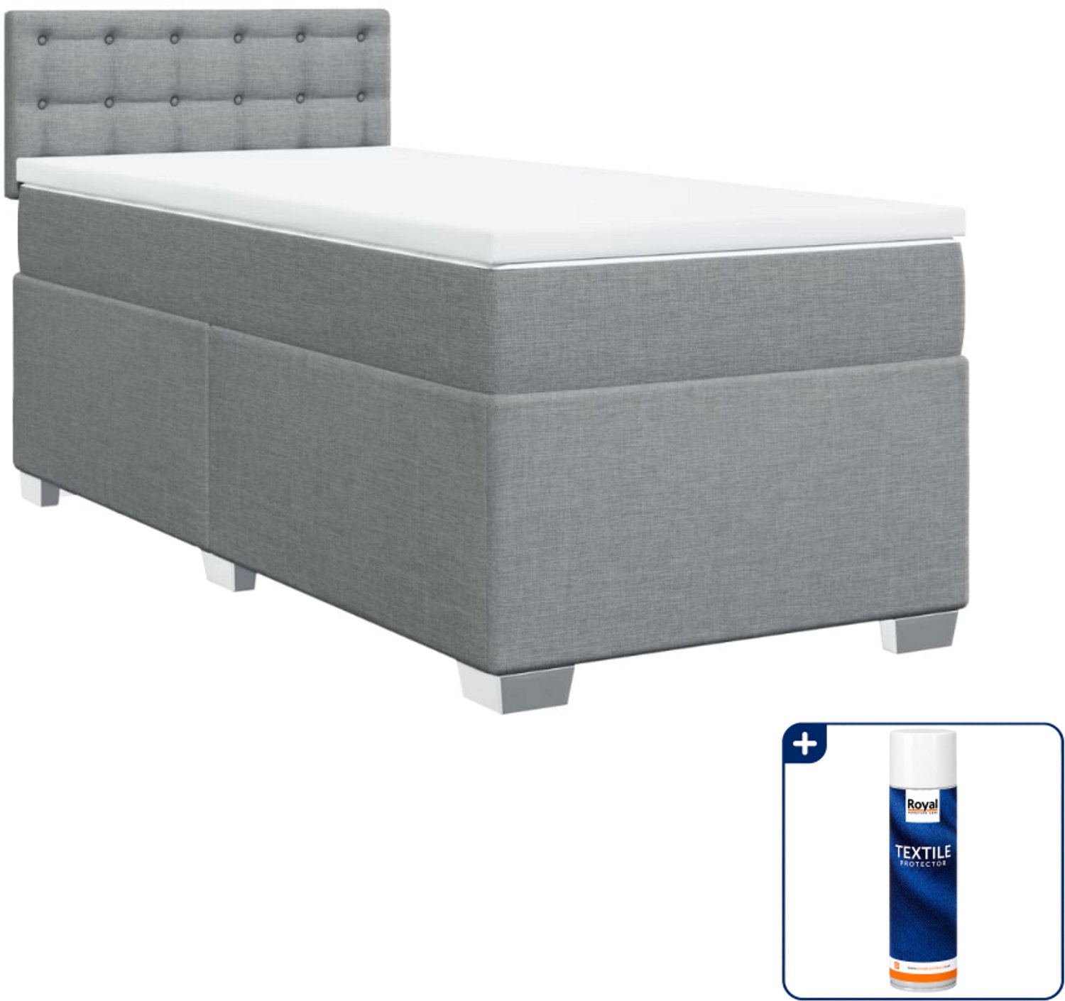 vidaXL boxspring - 100 x 200 cm - stof - lichtgrijs - Inclusief textielbeschermer 500 ml