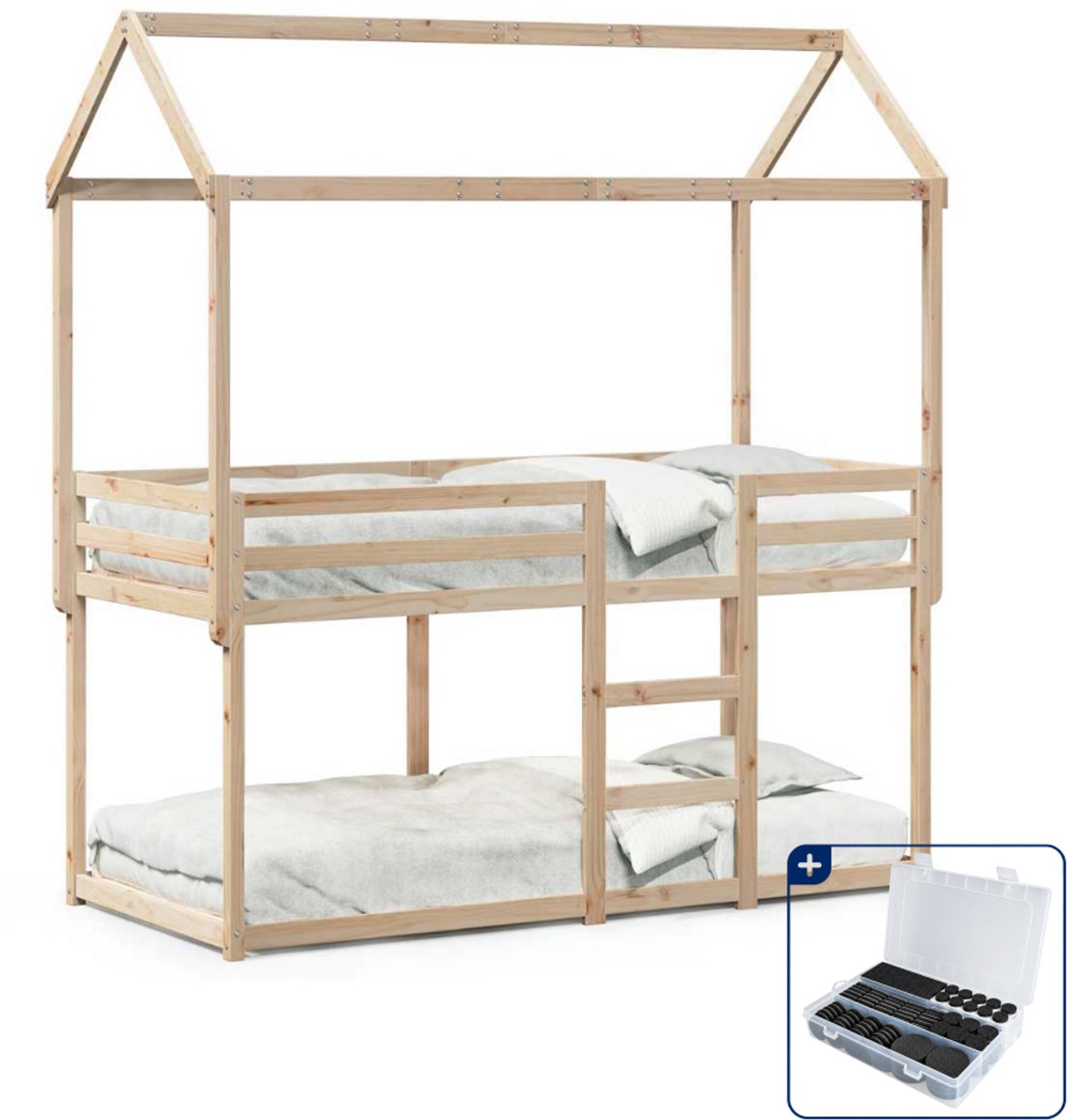 vidaXL stapelbedframe - 90 x 190 cm - massief grenenhout - Inclusief antikrasvilt 177-delig Bruin