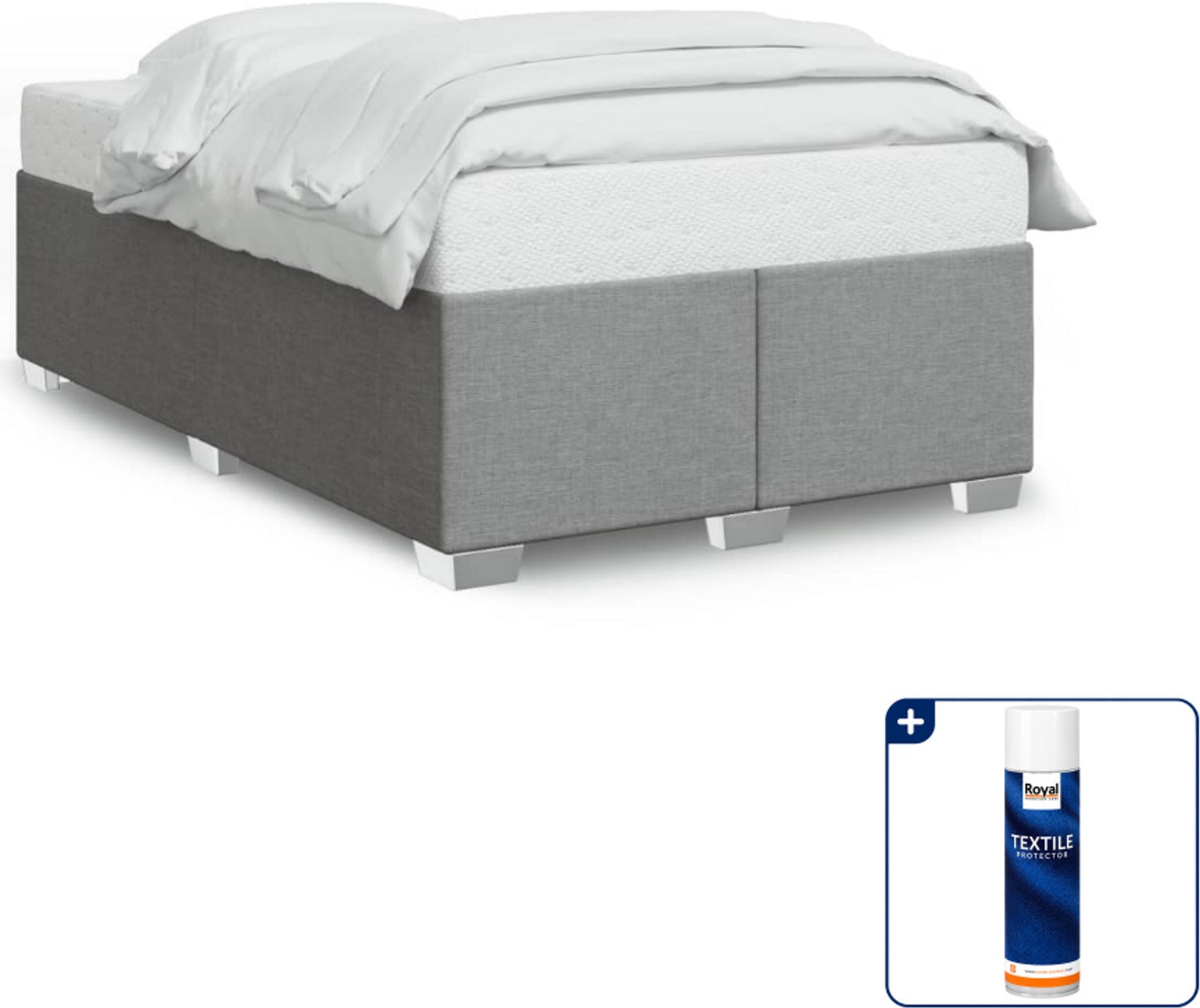 vidaXL bedframe - 120 x 190 cm - stof - lichtgrijs - Inclusief textielbeschermer 500 ml