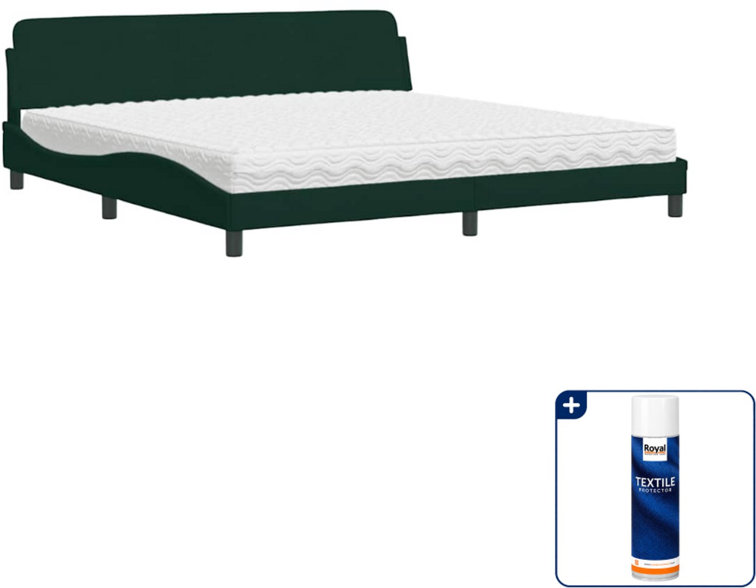 vidaXL Bed met matras Dover - Super kingsize - 200 x 200 cm - groen - Inclusief textielbeschermer 500 ml Zwart