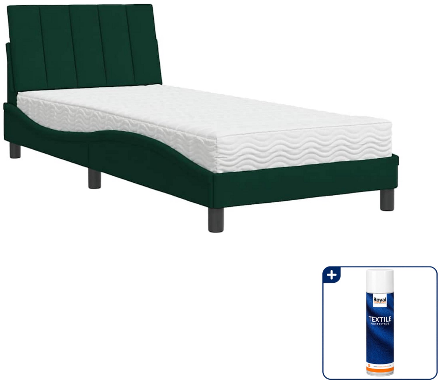 vidaXL Hanko bed met matras - 80 x 200 cm - fluweel - donkergroen - Inclusief textielbeschermer 500 ml