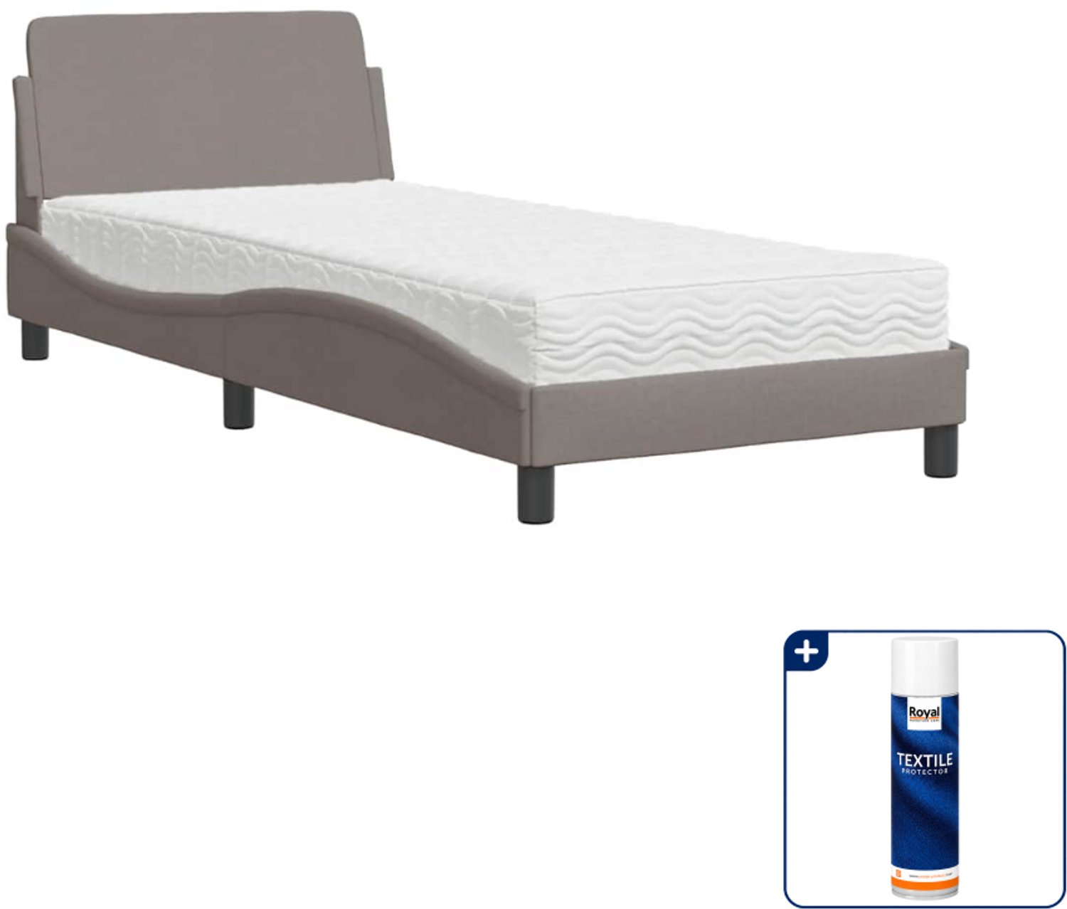vidaXL Dover bed met matras - 90 x 200 cm - stof - taupe - Inclusief textielbeschermer 500 ml Roze