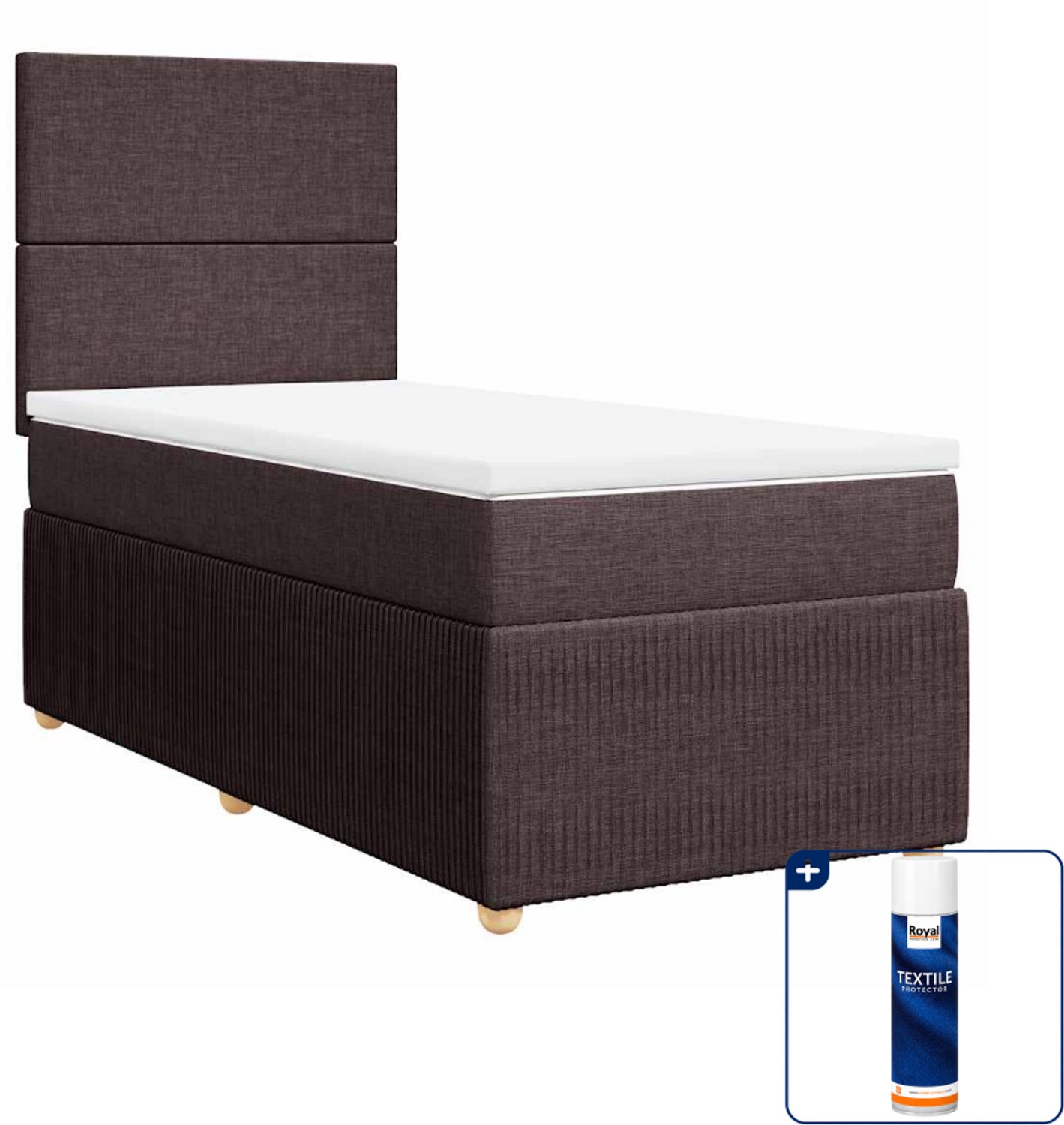 vidaXL boxspring met matras - 90 x 200 cm - donkerbruin - Inclusief textielbeschermer 500 ml