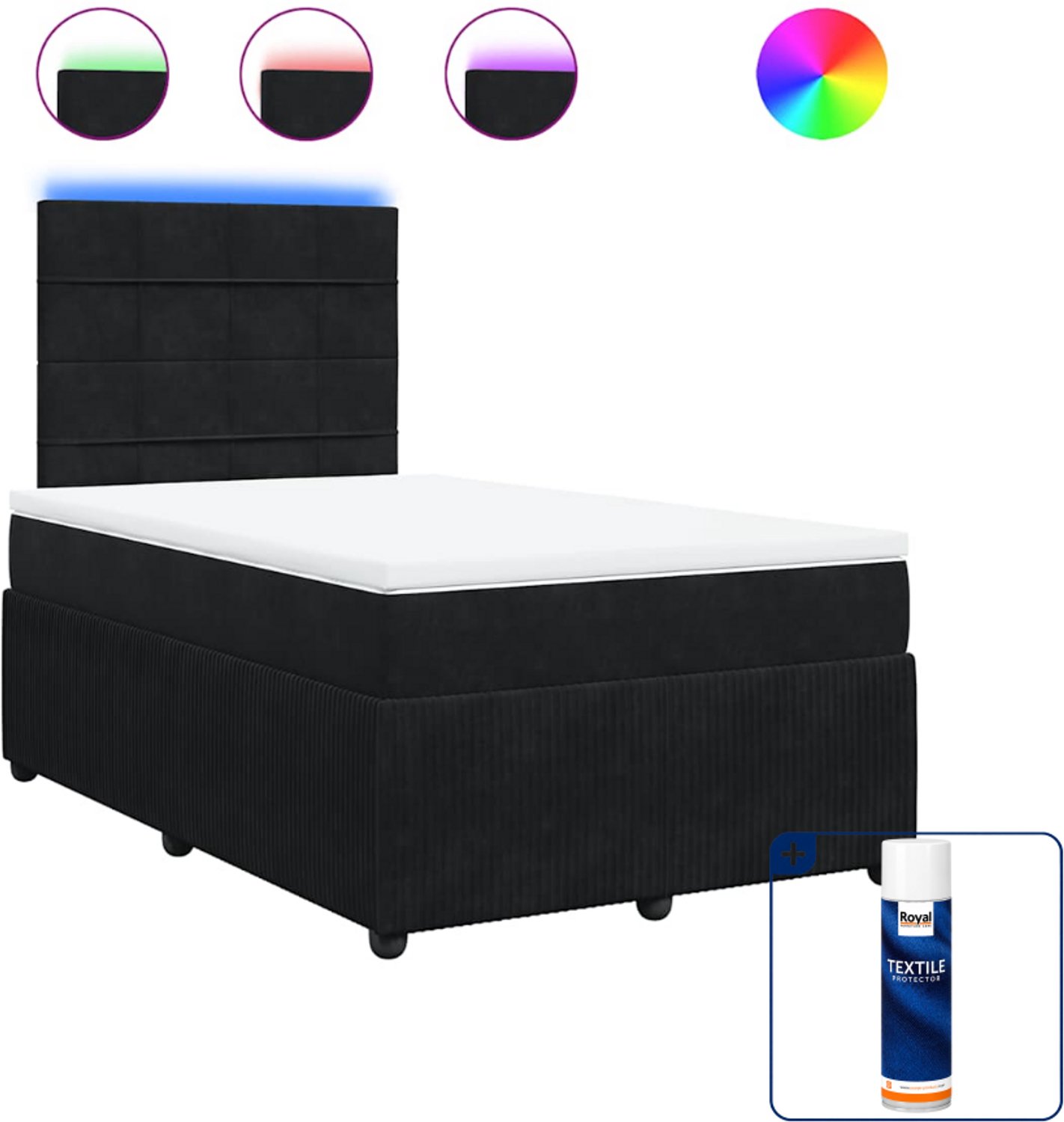 vidaXL boxspring met matras - 120 x 190 cm - fluweel - zwart - Inclusief textielbeschermer 500 ml Bruin