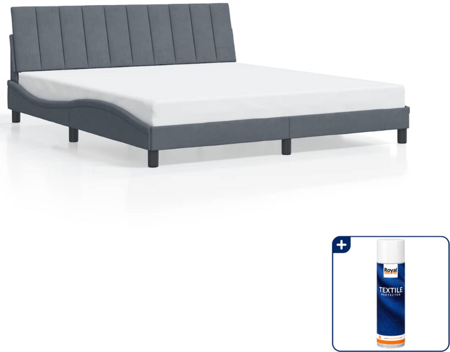 vidaXL bedframe Hanko - Kingsize - 180 x 200 cm - donkergrijs - Inclusief textielbeschermer 500 ml Wit