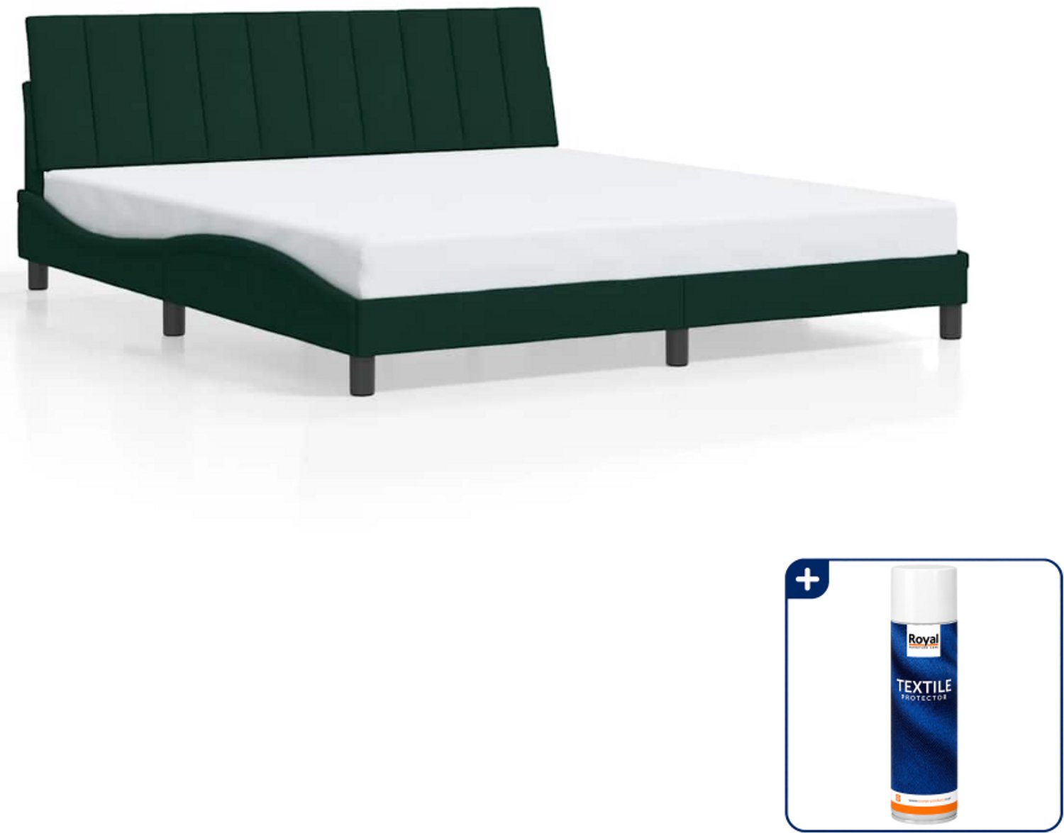 vidaXL Bedframe Hanko Kingsize - 180 x 200 cm - fluweel - donkergroen - Inclusief textielbeschermer 500 ml Grijs