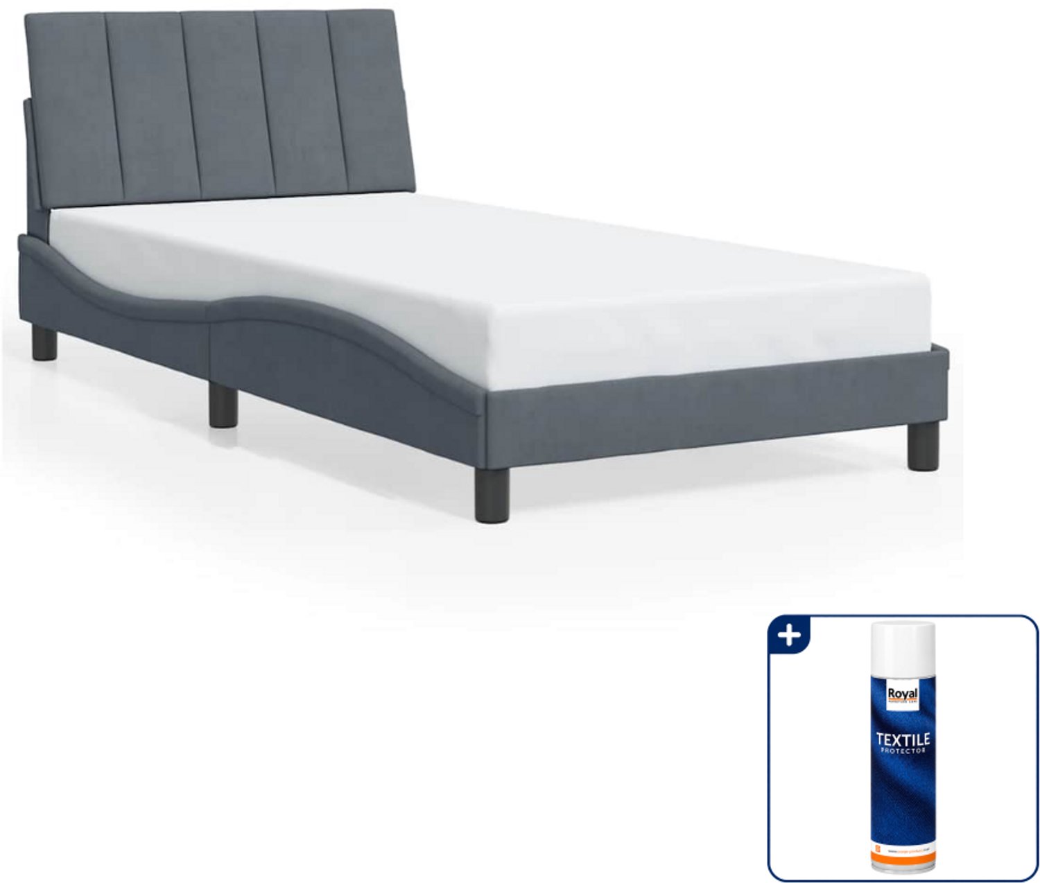 vidaXL bedframe Hanko - 100 x 200 cm - fluweel - donkergrijs - Inclusief textielbeschermer 500 ml