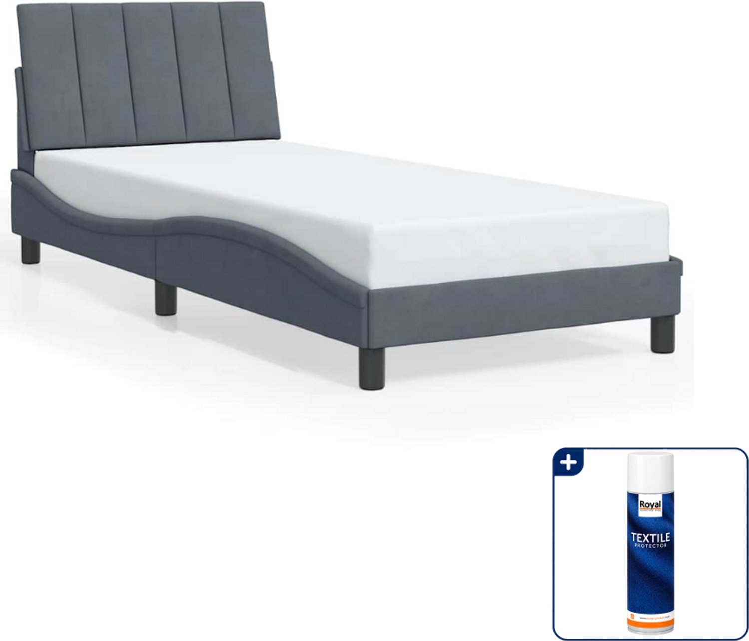 vidaXL Bedframe Hanko - 80 x 200 cm - fluweel - donkergrijs - Inclusief textielbeschermer 500 ml Wit