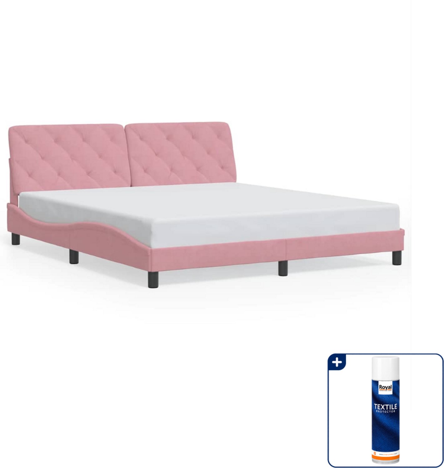 vidaXL Kingsize bedframe - 180 x 200 cm - roze - Inclusief textielbeschermer 500 ml Blauw